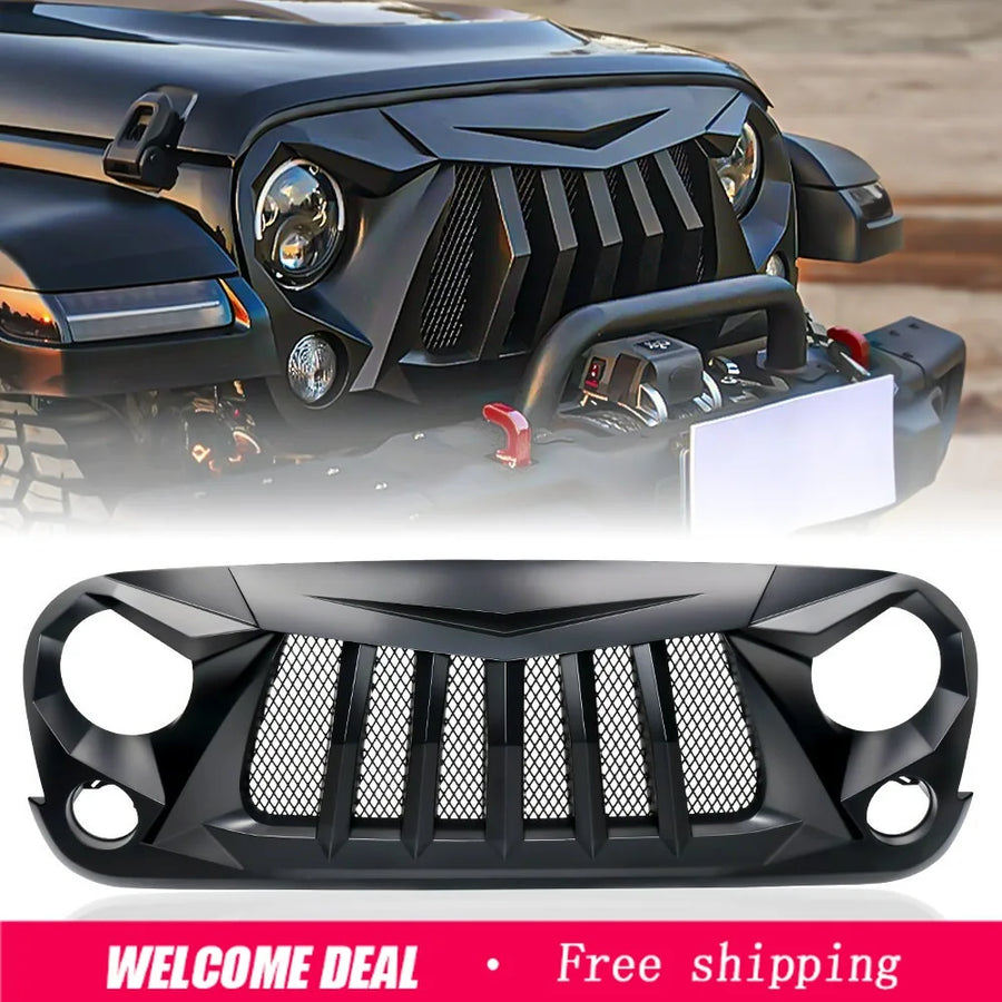 Black Front Grille for 2007–2018 Jeep Wrangler