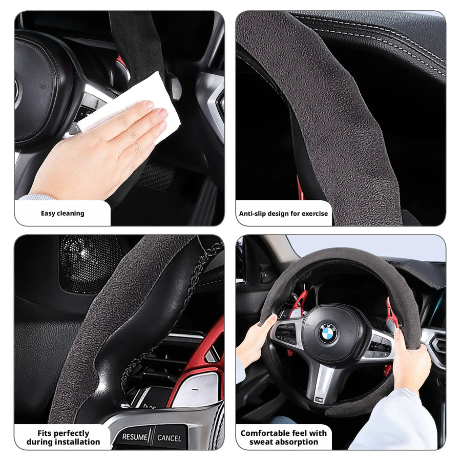Suede 15 Inch Steering Wheel Cover