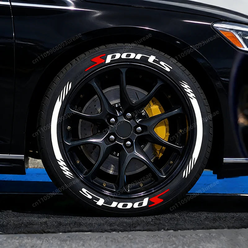 For 2 Tires Sports 4PCS 3D Tire Letter Stickers Waterproof Pvc Racing Wheel Decals Car