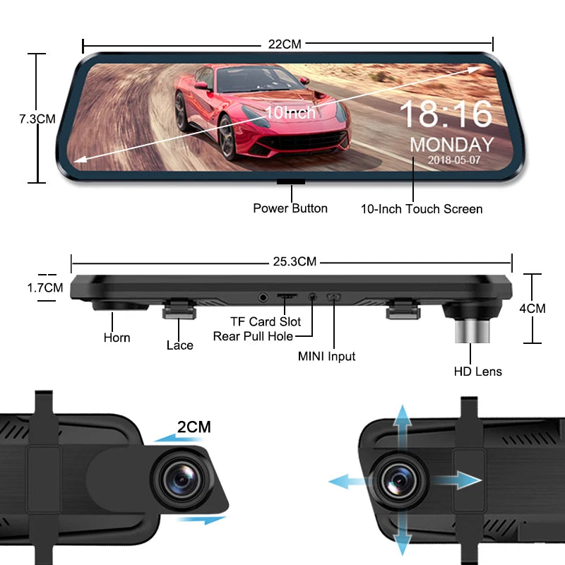 1080P Dual Mirror Dash Cam