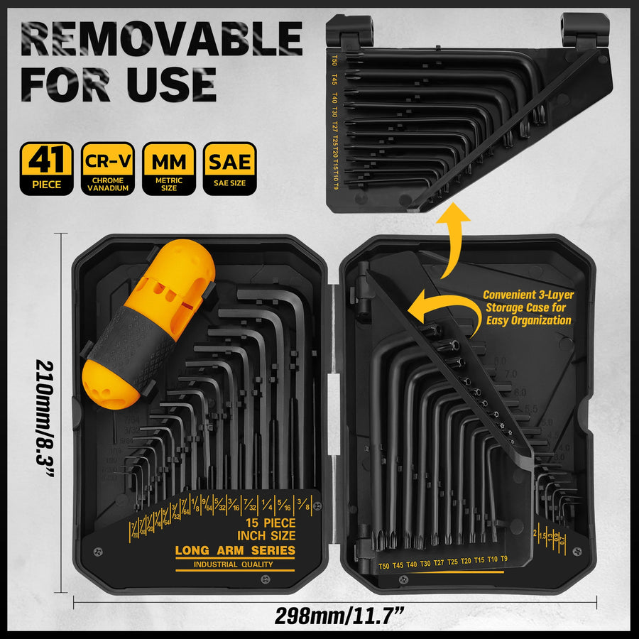 41-Piece SAE, Metric and Torx Hex Key Set
