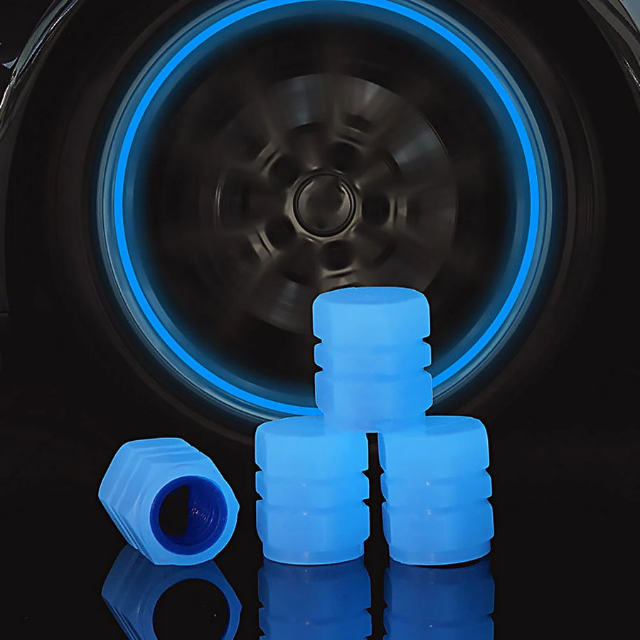Glow-in-the-Dark Tire Valve Cap Set