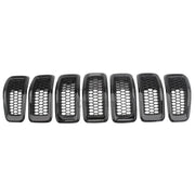 7-Piece Black Front Bumper Upper Grille ABS Plastic for Jeep Cherokee 2014 2015 2016 2017 2018