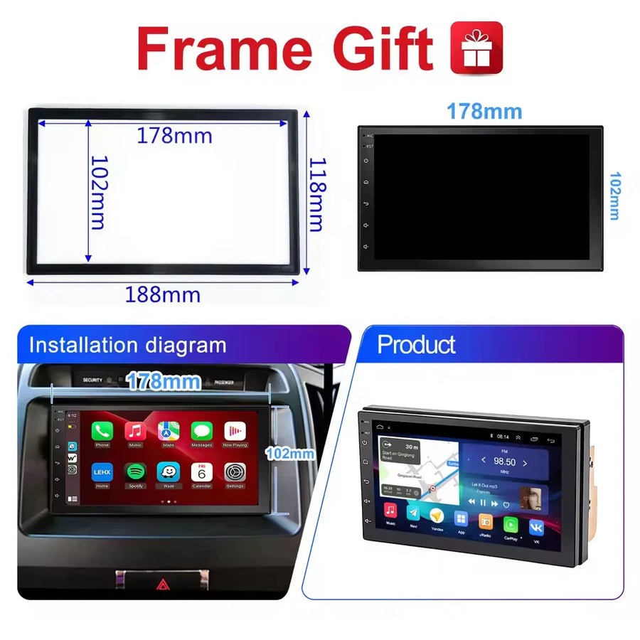 7-Inch 2-DIN Android 15 QLED Car Stereo with Wireless CarPlay and Android Auto