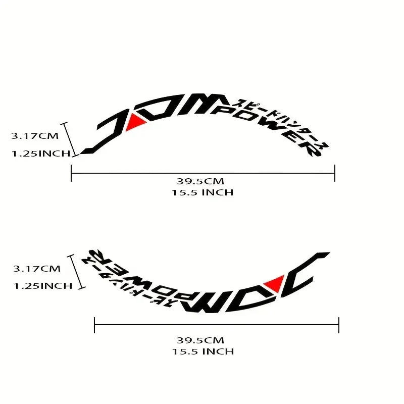 8 Pieces for Four Tires Japanese Tire Letters Stickers Pvc 3D Thickened and Auto Waterproof Tire Decor Stickers