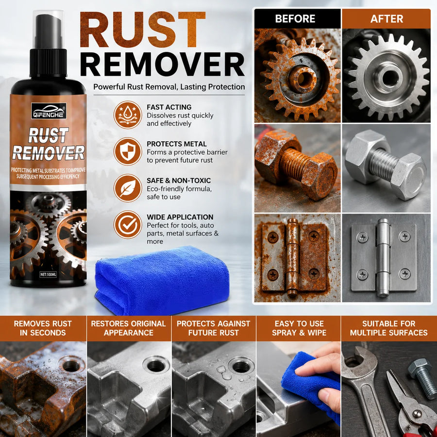 Car Brake Disc Rust Remover, 100% Effective Noise Reduction, Full Metal Polishing Agent & Wheel HUB Spray