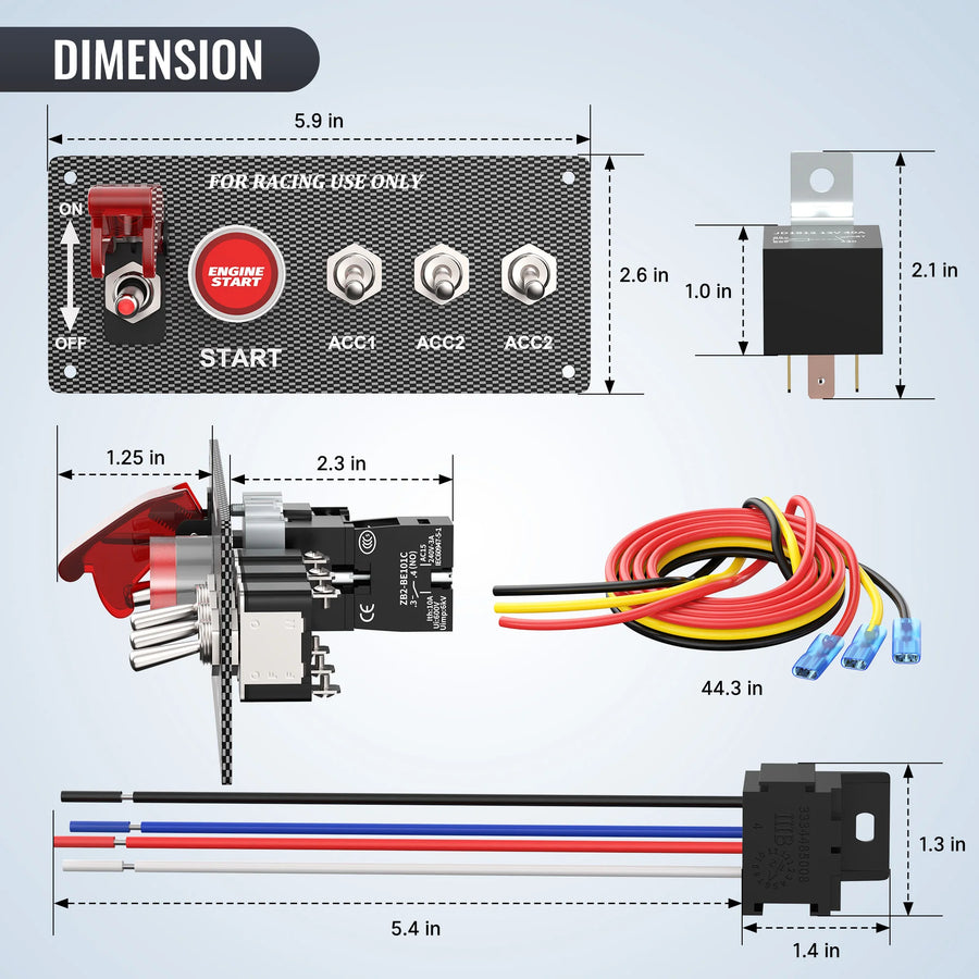 12V Racing Ignition Switch and Engine Start Panel