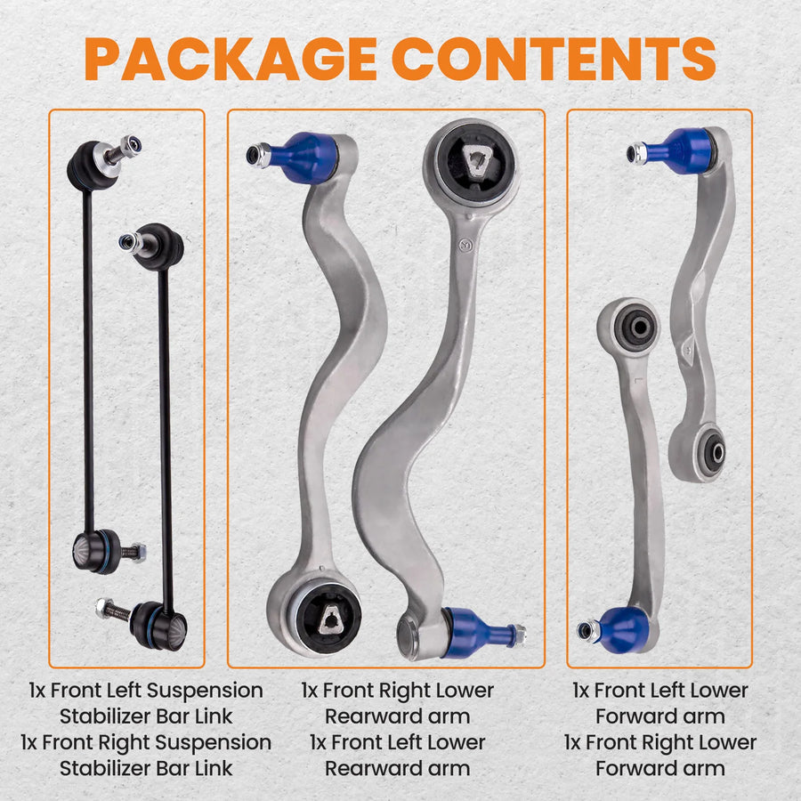 6-Piece Front Lower Rearward Forward Control Arm for BMW 525i 528i 530i 545i 550i