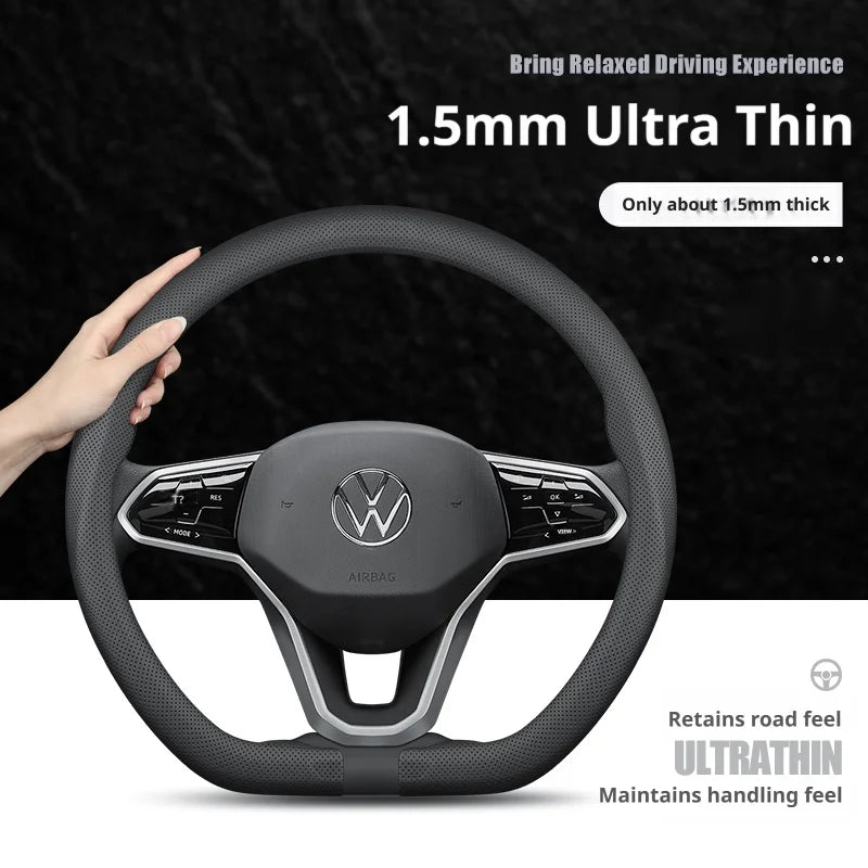 Perforated Steering Wheel Cover for Volkswagen VW Golf Tiguan Polo T-Roc T-Cross ID.3 ID.4