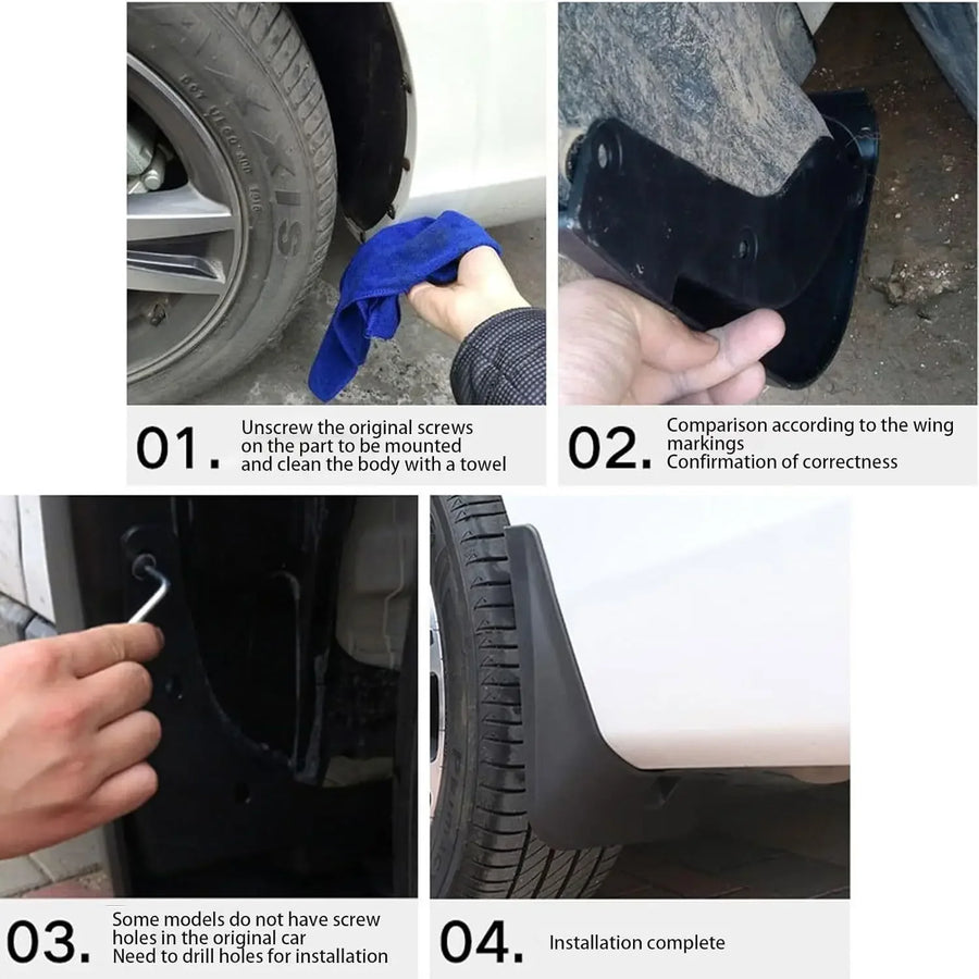 4-Piece ABS Plastic Front & Rear Mud Flaps Mudguards Splash Guard for 2021-2024 Subaru Outback QC-350