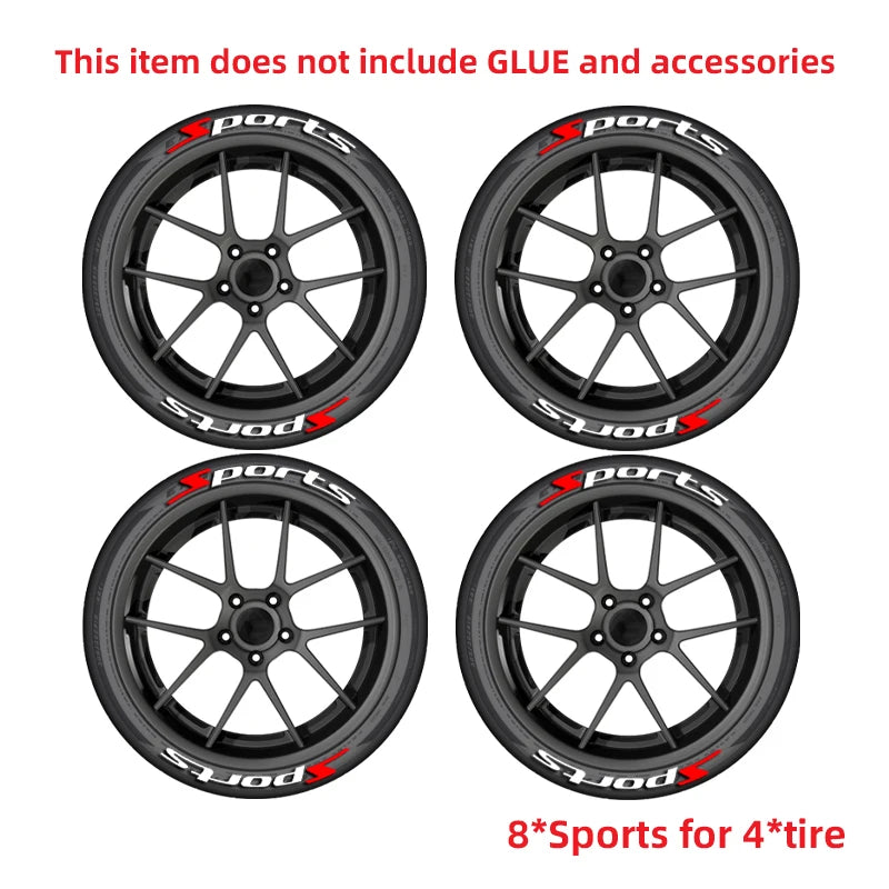 Sports Alphabet Pvc Car Tire Decals Tire Automotive Decorative Accessories Stylish Wheel Waterproof Stickers Adhesive-Free