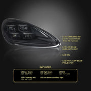 LED Headlight Assembly Set for 2011, 2012, 2013, 2014, 2024 Porsche Cayenne