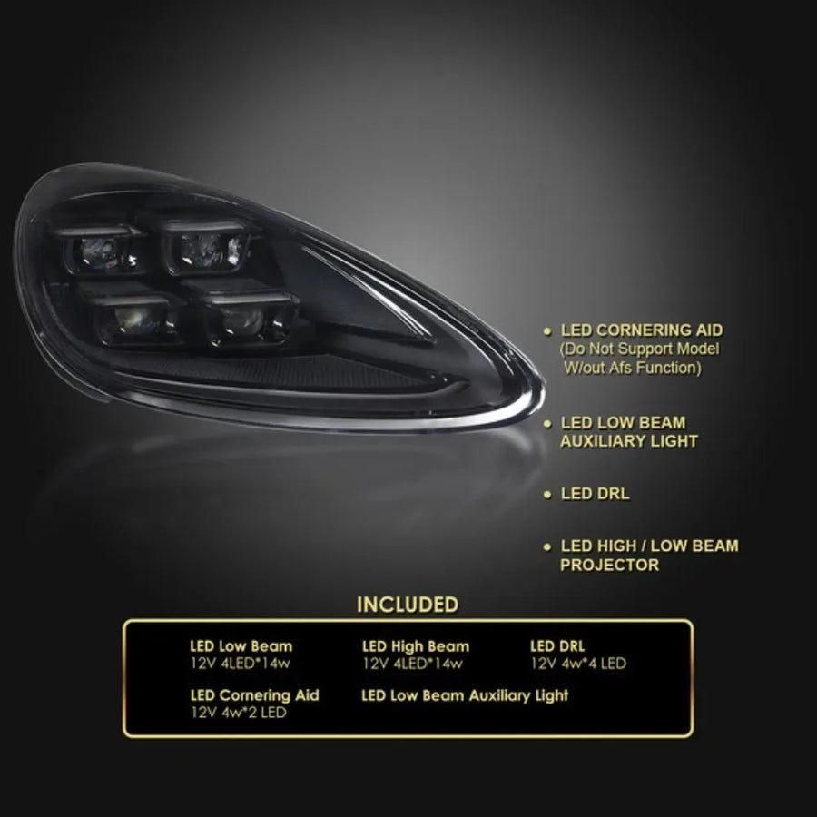LED Headlight Assembly Set for 2011, 2012, 2013, 2014, 2024 Porsche Cayenne