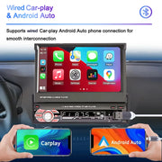 7-Inch 1-DIN Retractable CarPlay and Android Auto Car Stereo