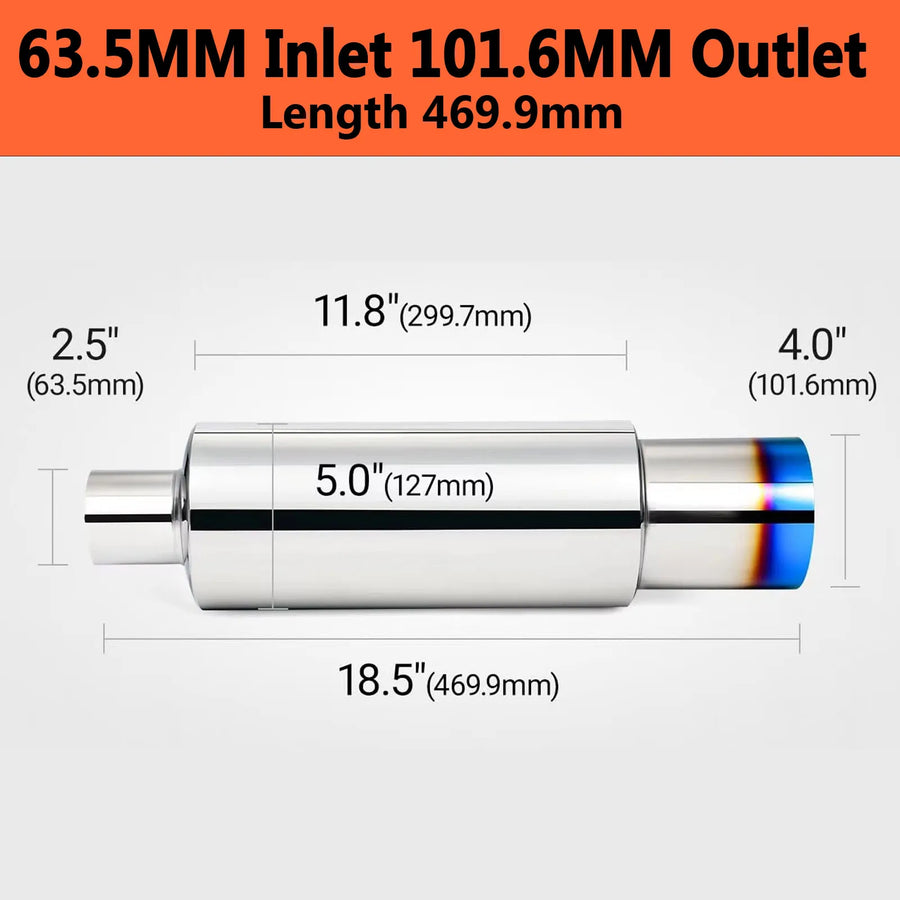 Universal Stainless Steel Universal Exhaust Muffler – 76MM
