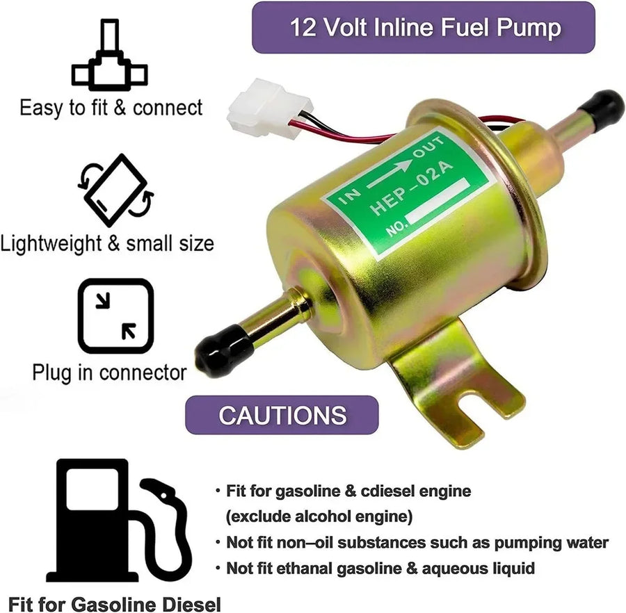 2 Packs 12V Electric Fuel Pump HEP-02A Universal Inline Low Pressure Gas Diesel