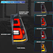 Toyota 4Runner 4th-Gen Sequential LED Tail Light Pair – 2003–2009 Black
