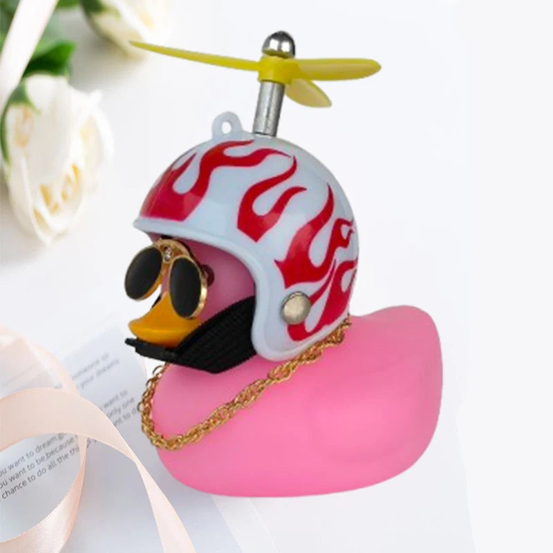 Helmeted Yellow Duck Car Ornament