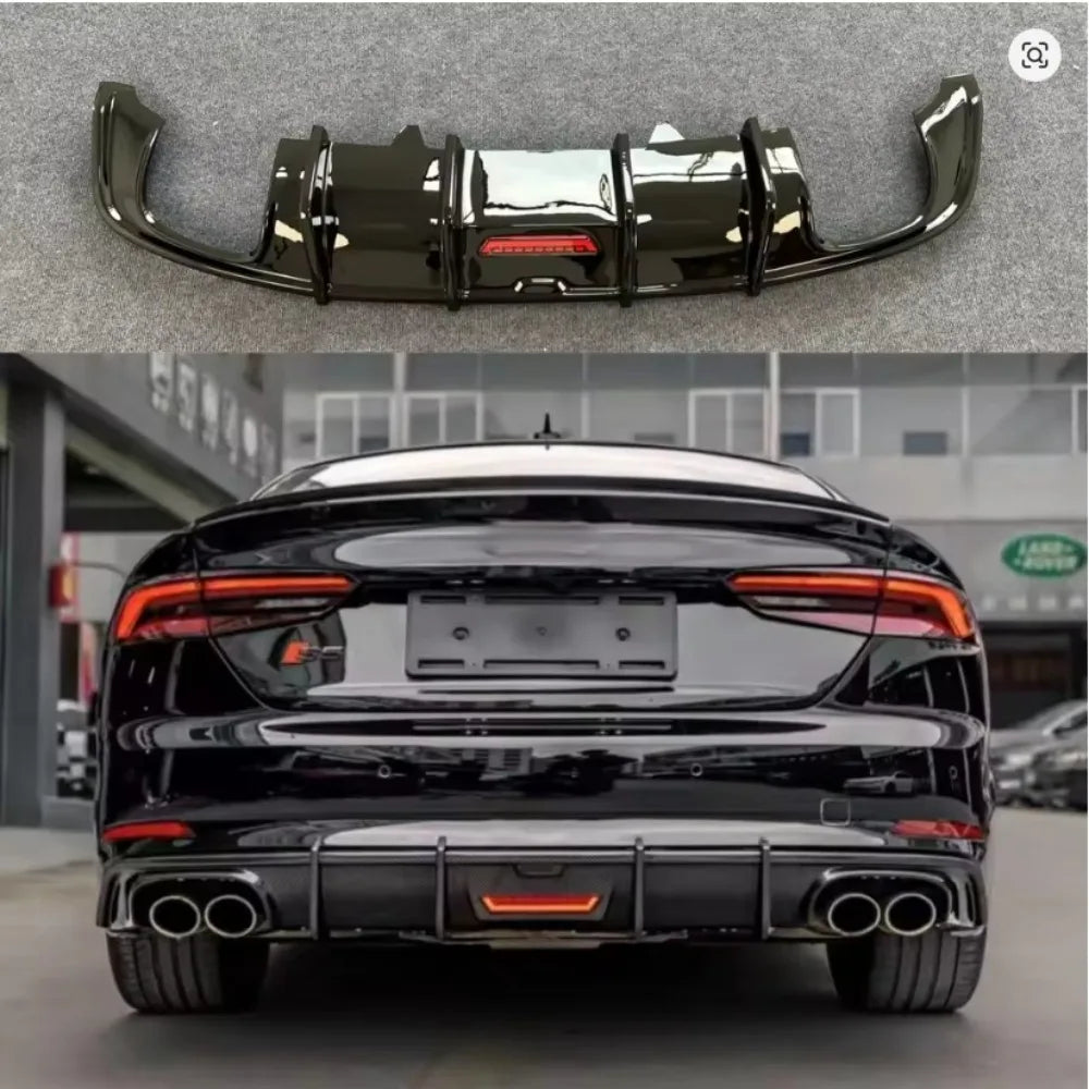 Gloss Black Rear Bumper Diffuser for 2017–2020 Audi A5/S5