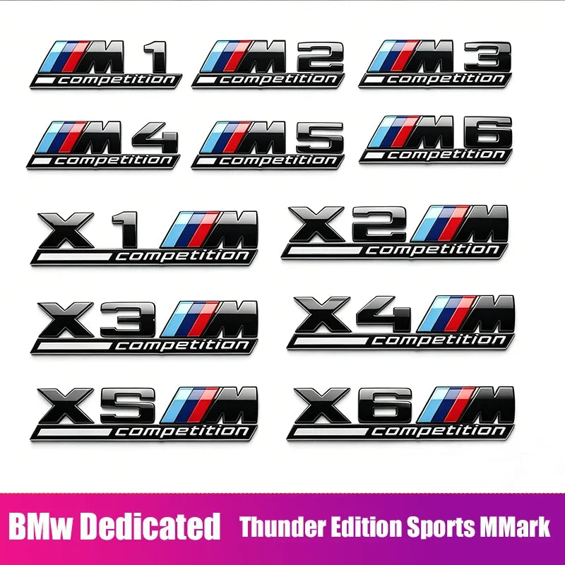 For BMW M1 M2 M3 M4 X2 X3 X5 X6 X7 M Competition 3D Tri-Color Emblem Sticker Waterproof Trunk Fender