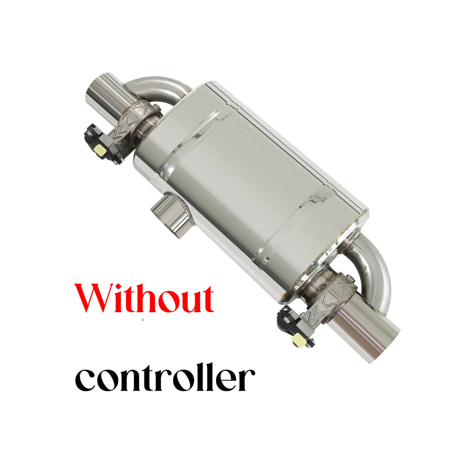Universal 51 60 63 70 76MM Side Inlet 2 Outlet Exhaust Muffler Electric Valve Set 12V Wireless Remote Control Cutout Diy