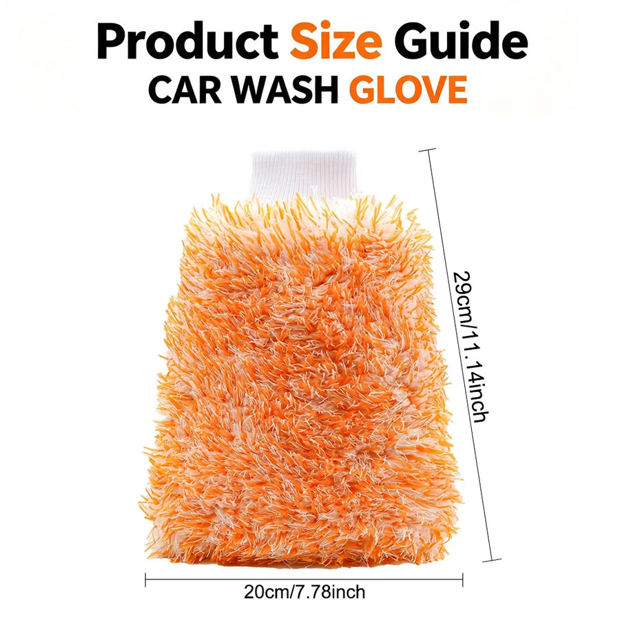 Orange Double-Sided Microfiber Car Wash Mitt