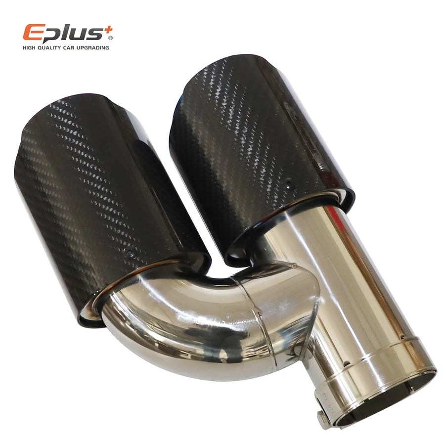 Universal H-Shaped Dual-Outlet Carbon-Fiber & Stainless Steel Exhaust Tip