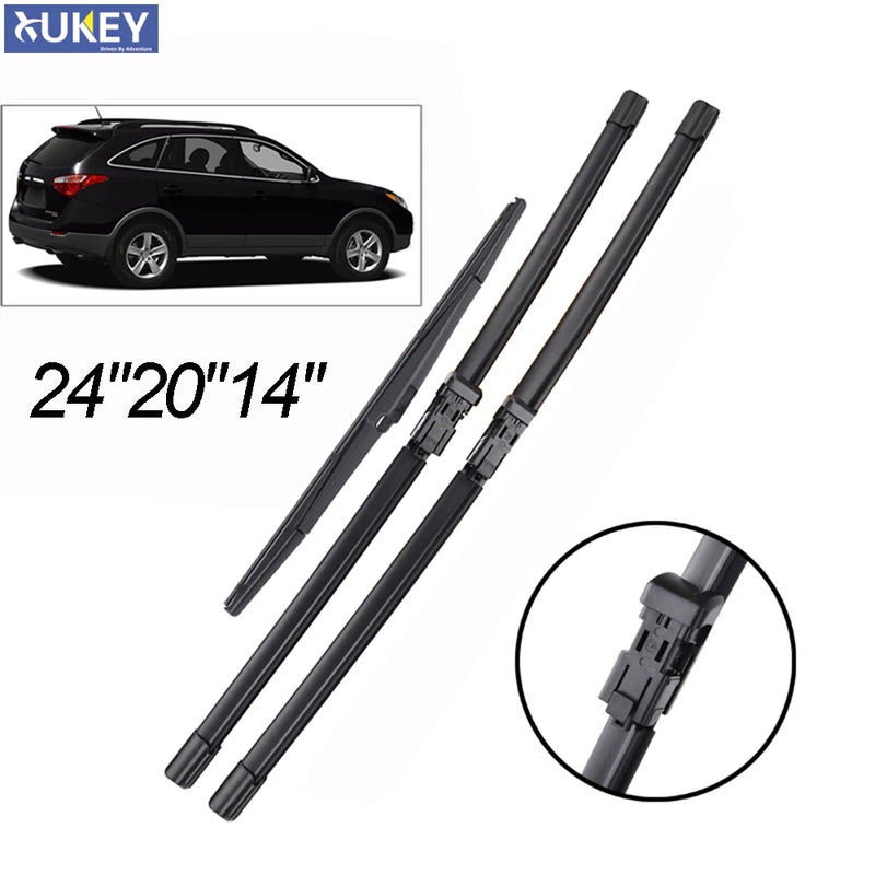 Front & Rear Windshield Wiper Blade Set for Hyundai Veracruz 24"20"14" 2006-2012