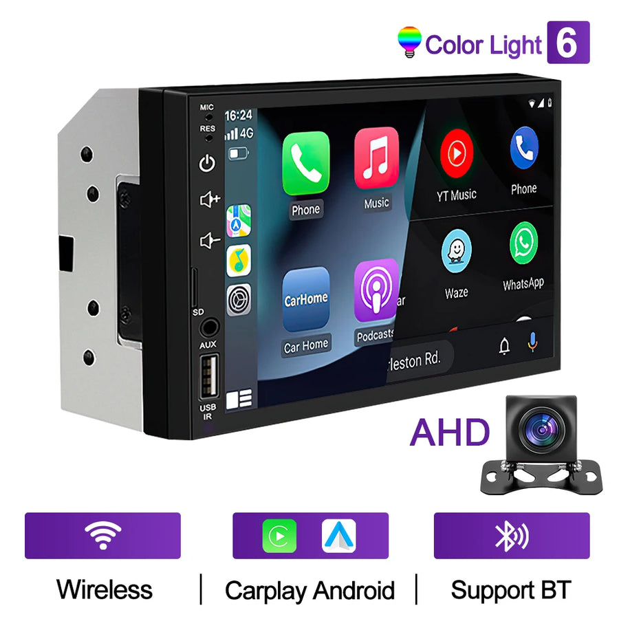 7-Inch Double-DIN CarPlay and Android Auto Touchscreen Receiver