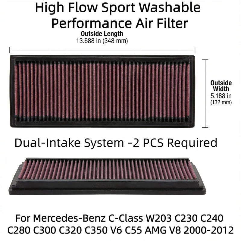 High-Flow Engine Air Filter for Mercedes-Benz SL-Class 1998-2012