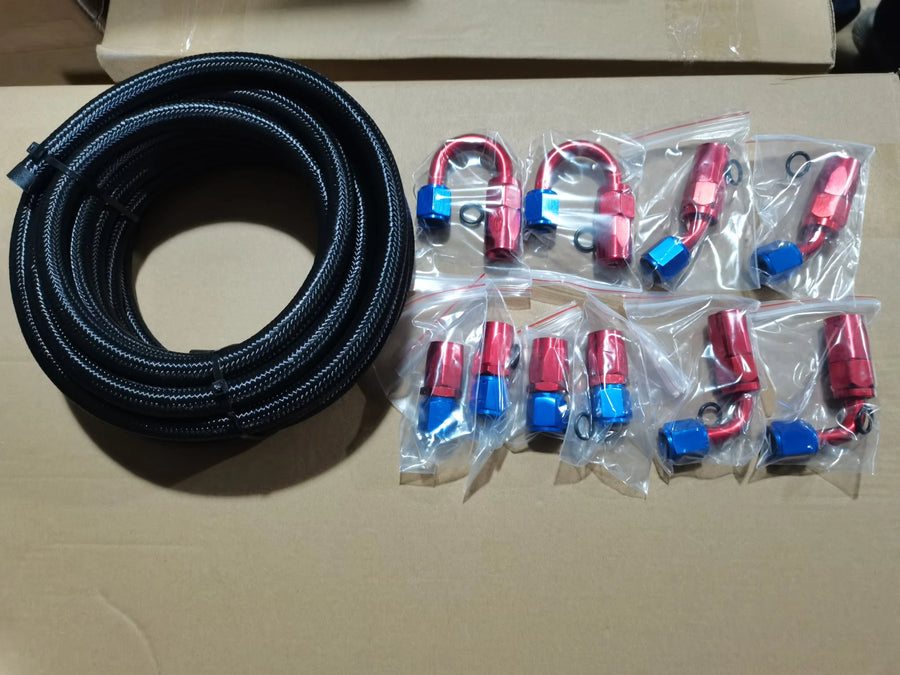 20ft Stainless Steel Braided 6/8/10/AN CPE Fuel/Oil Hose Line & Fittings Set