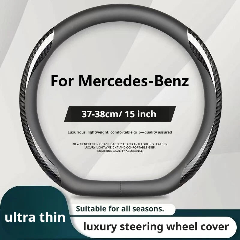 Leather Steering Wheel Cover for Mercedes-Benz E300 A B C E S-Class W205 W212 W210 W221 W205