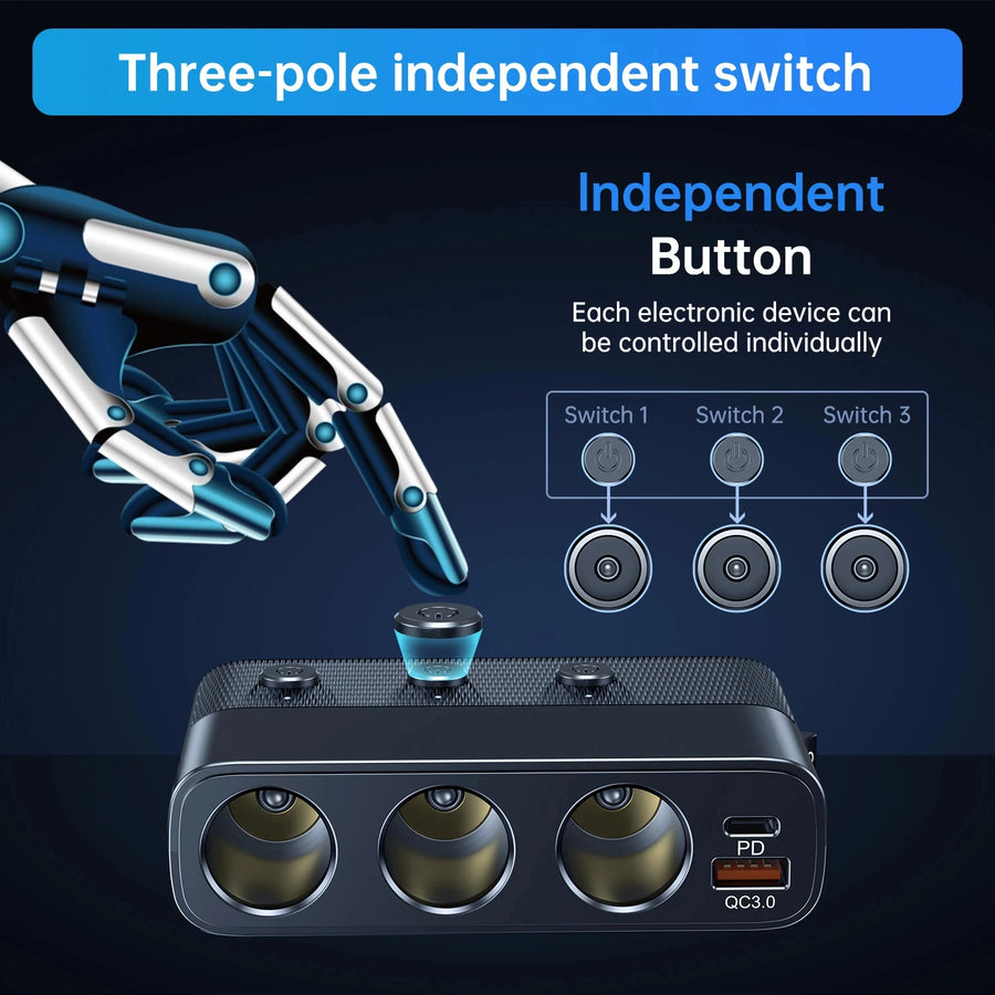 127W 7-in-1 Car Charger and 12V Socket Splitter