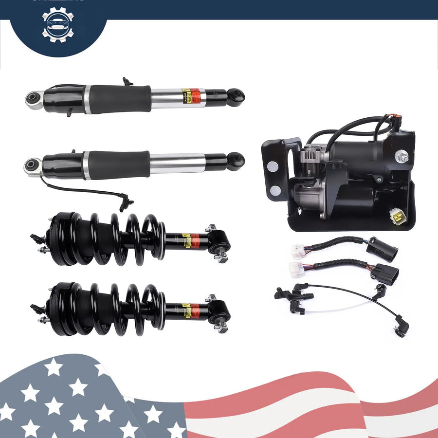 Front Strut, Rear Shock & Air Compressor Kit for Escalade, Tahoe & Yukon 2015-2020