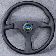 Spoon Sports-Style 350 mm Black-Spoke Leather Steering Wheel