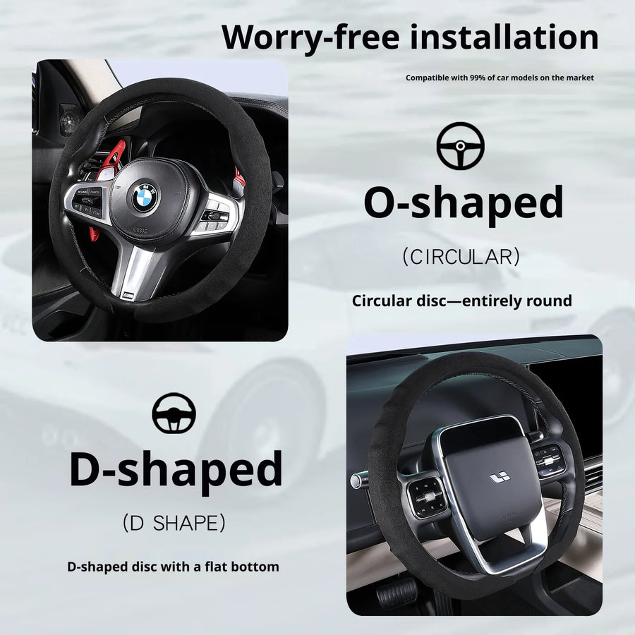 Suede 15 Inch Steering Wheel Cover