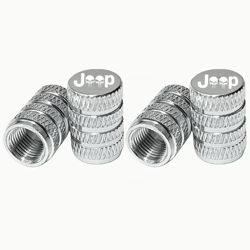 4-Piece Aluminum Tire Valve Cap Set for Jeep Models
