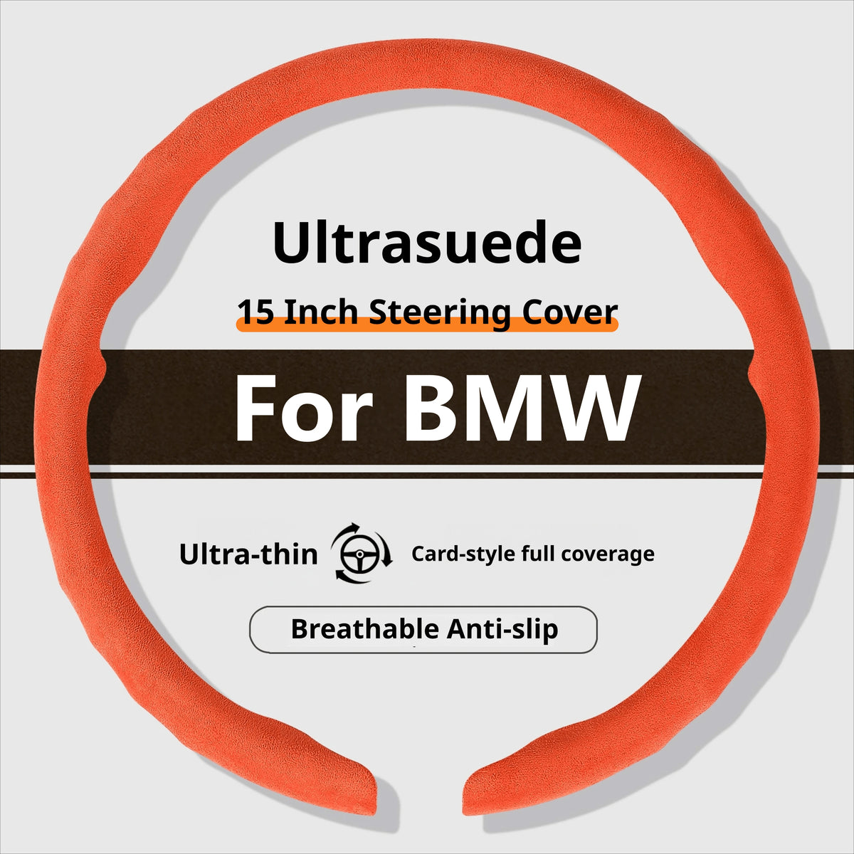 Suede 15 Inch Steering Wheel Cover for BMW