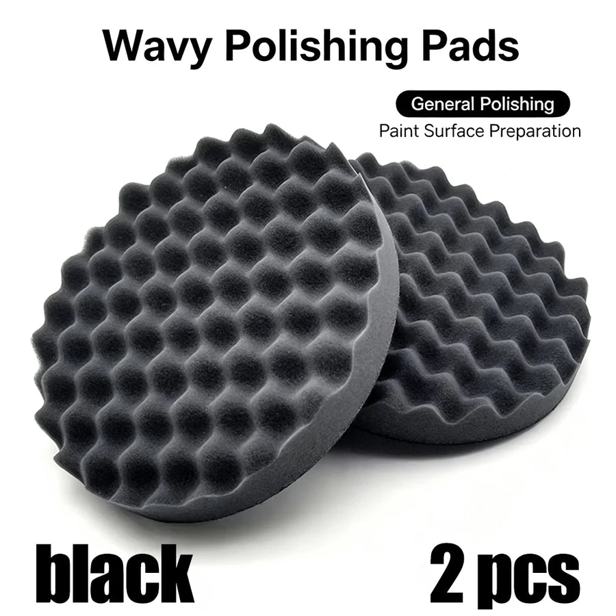 7-Inch Wavy Foam Car Polishing Pads - 2-Pack