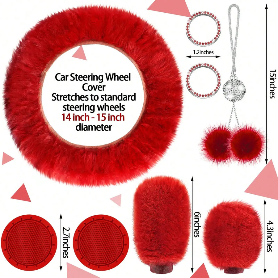 35-Piece Plush Car Interior Accessories Set With Seat Covers