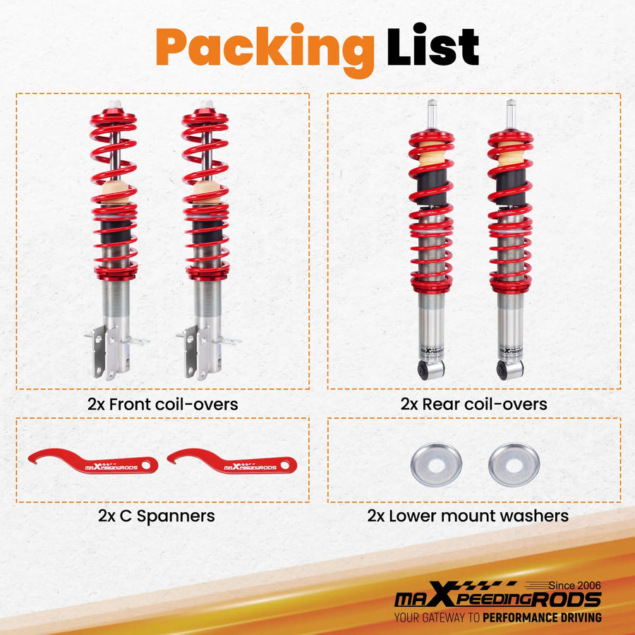 Racing Coilover Coilovers Suspension Strut for VW Golf Mk1 Scirocco Mk2 1982-1989 Coilovers Shock Absorber Height Adjustable