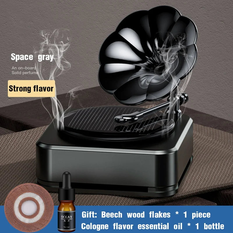 Solar-Powered Rotating Record-player Car Aroma Diffuser