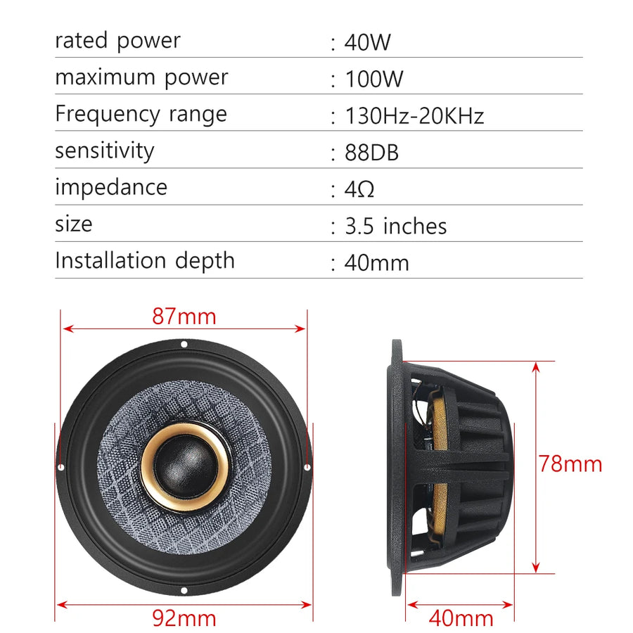 3.5-Inch Point-Source Car Center Midrange Speaker