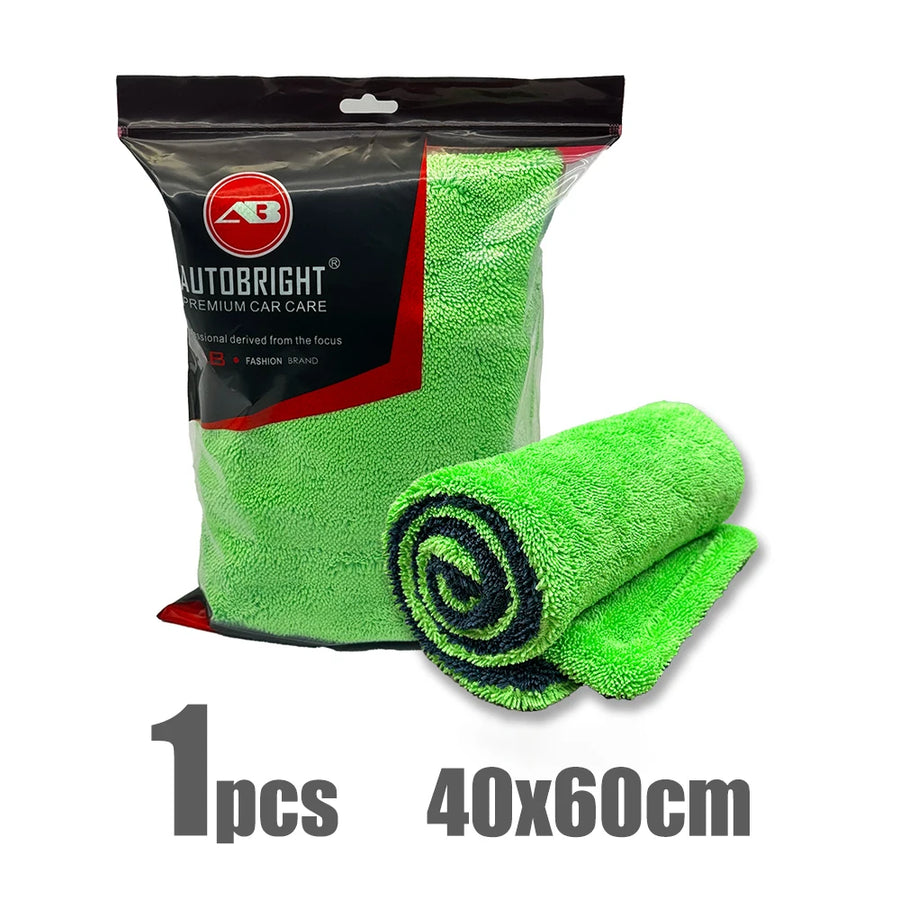 1300 GSM Gray & Green Microfiber Car Drying Towel