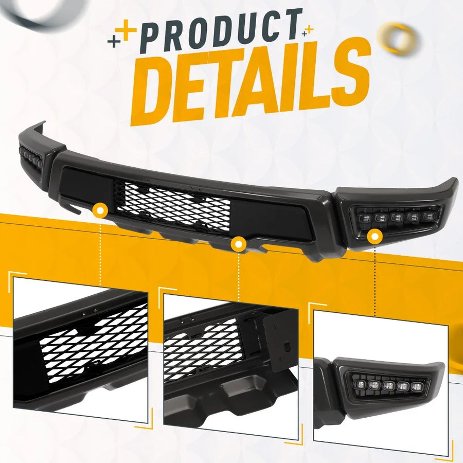 Steel Raptor-Style Front Bumper with LEDs for 2009–2014 Ford F-150