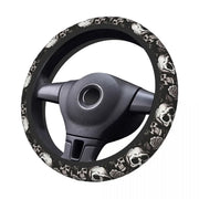 Skull-Design Slip-On Steering Wheel Cover – Black