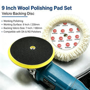 Rolled-Wool Polishing Pad, 9-Inch Face / 7-Inch Backing