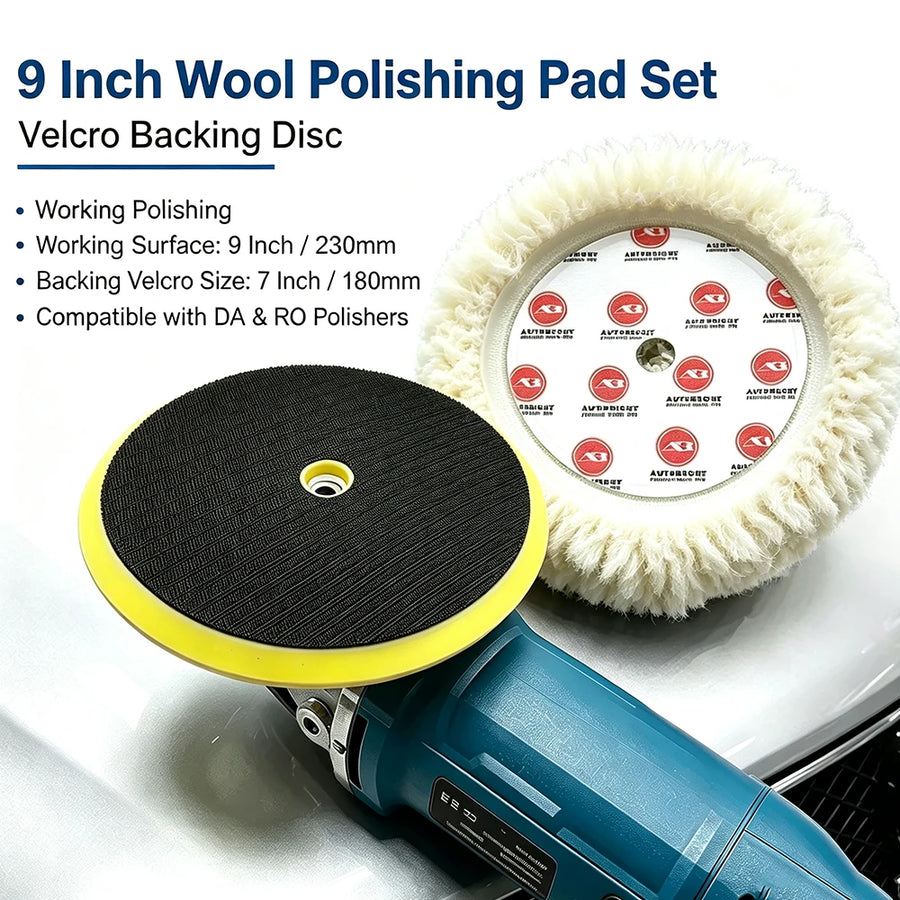 Rolled-Wool Polishing Pad, 9-Inch Face / 7-Inch Backing
