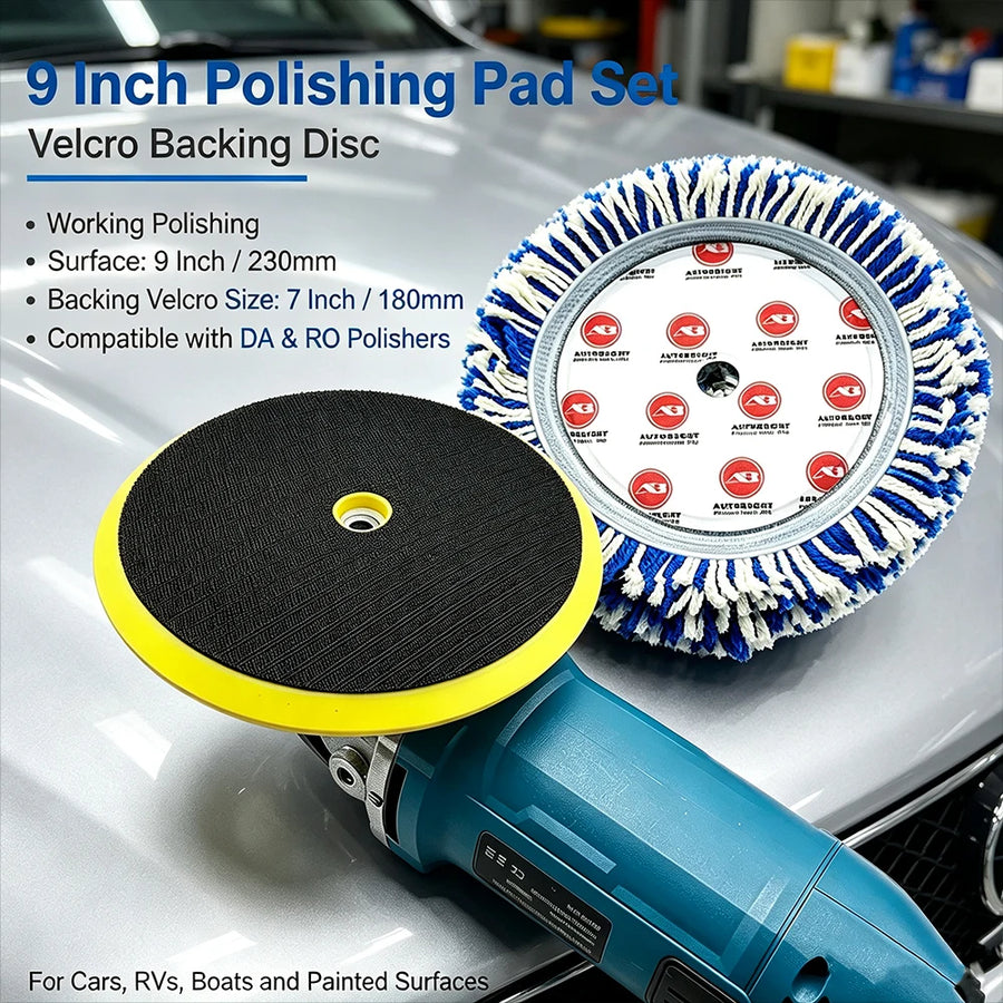 Twisted-Wool Polishing Pad, 9-Inch Face / 7-Inch Backing
