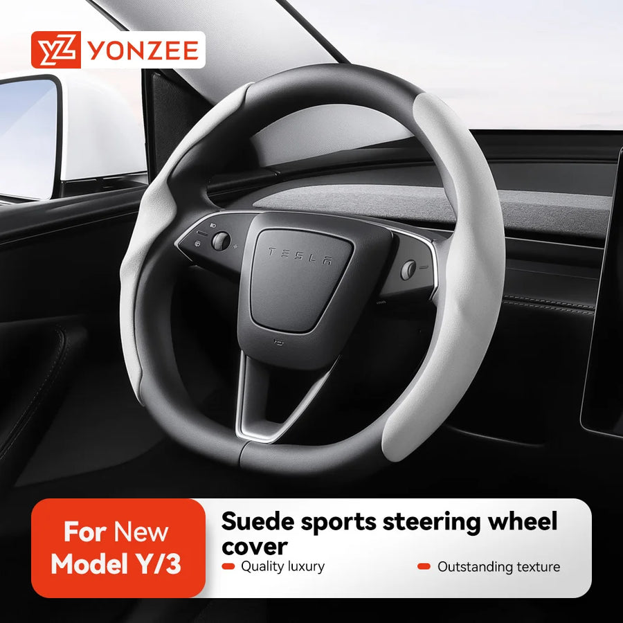 Suede Steering Wheel Cover for Tesla Model 3/Y Highland and Juniper